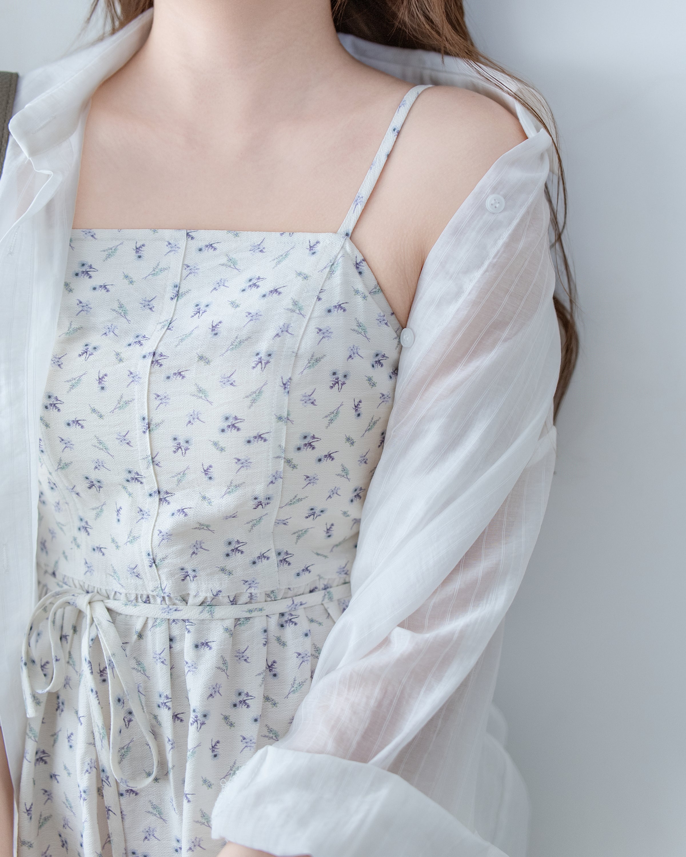 [intent label/intent製]  Waterfloral  Dress 輕盈防皺後彈性橡筋水彩印花連身裙(肩帶可調) / DSA8001