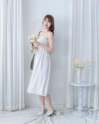 [intent label/intent製]  Waterfloral  Dress 輕盈防皺後彈性橡筋水彩印花連身裙(肩帶可調) / DSA8001