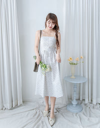 [intent label/intent製]  Waterfloral  Dress 輕盈防皺後彈性橡筋水彩印花連身裙(肩帶可調) / DSA8001
