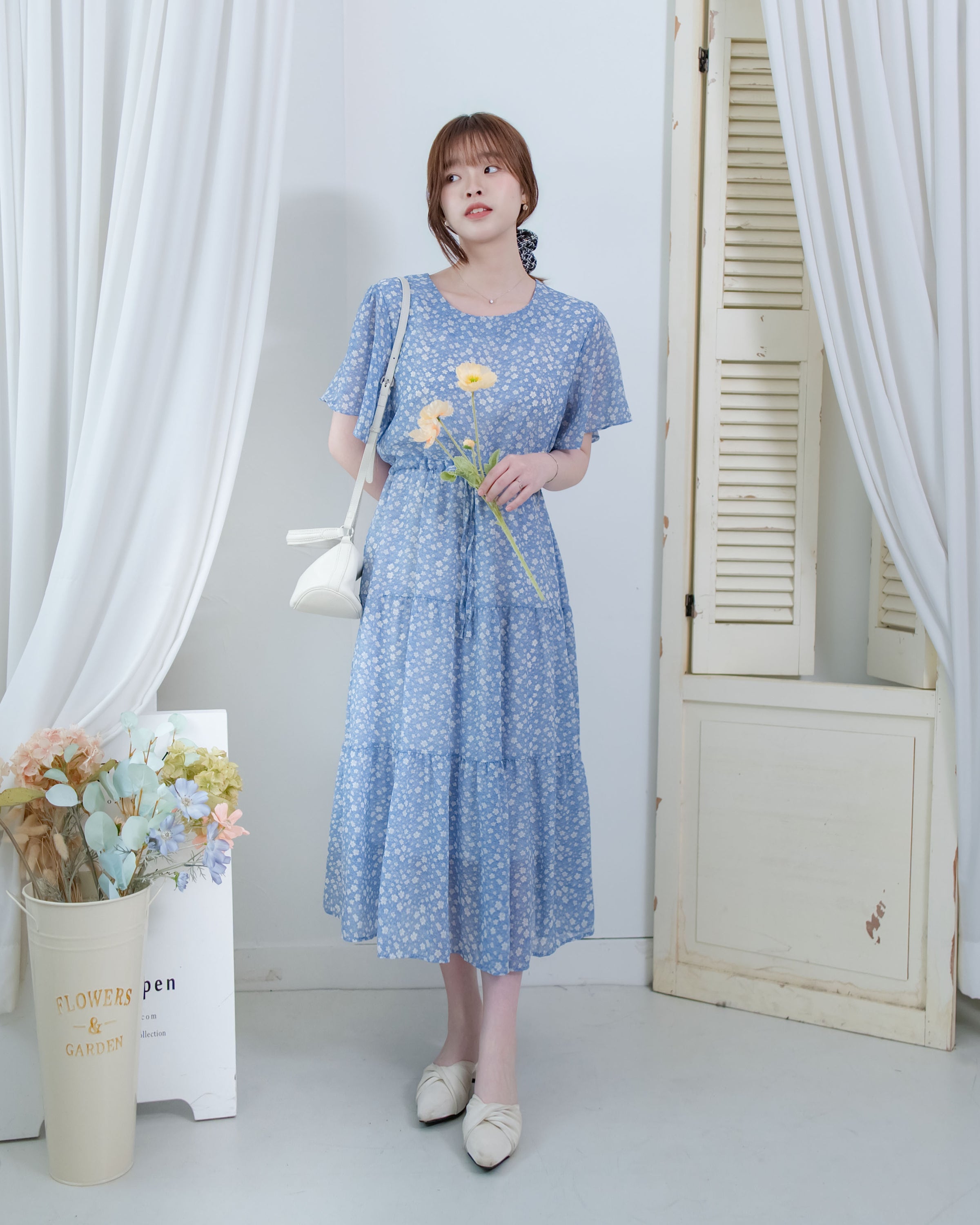 Daisy Dress 琉璃光感精緻印花修腰連衣裙/ DS1122 (Pre-order 5月28截單)