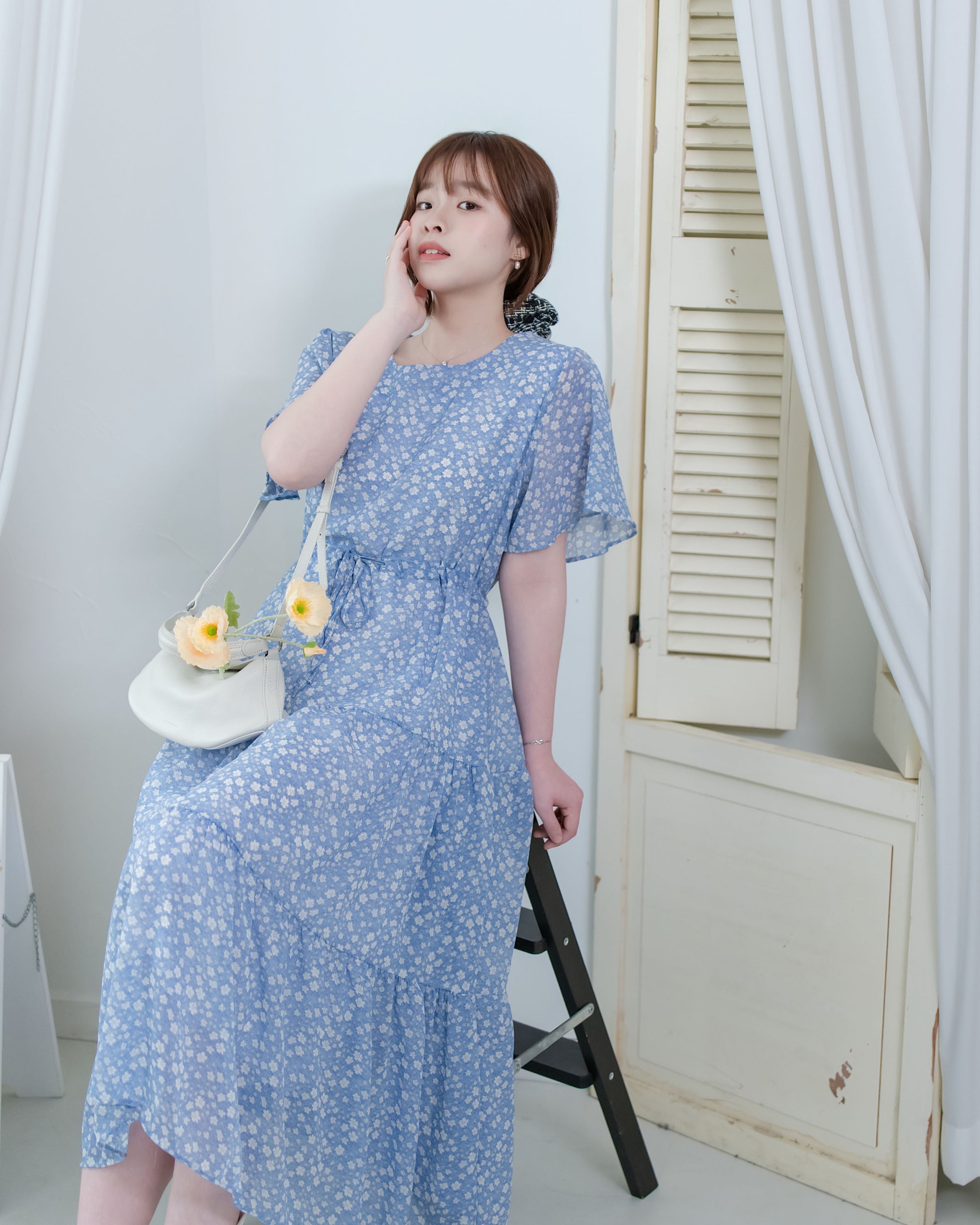 Daisy Dress 琉璃光感精緻印花修腰連衣裙/ DS1122 (Pre-order 5月28截單)