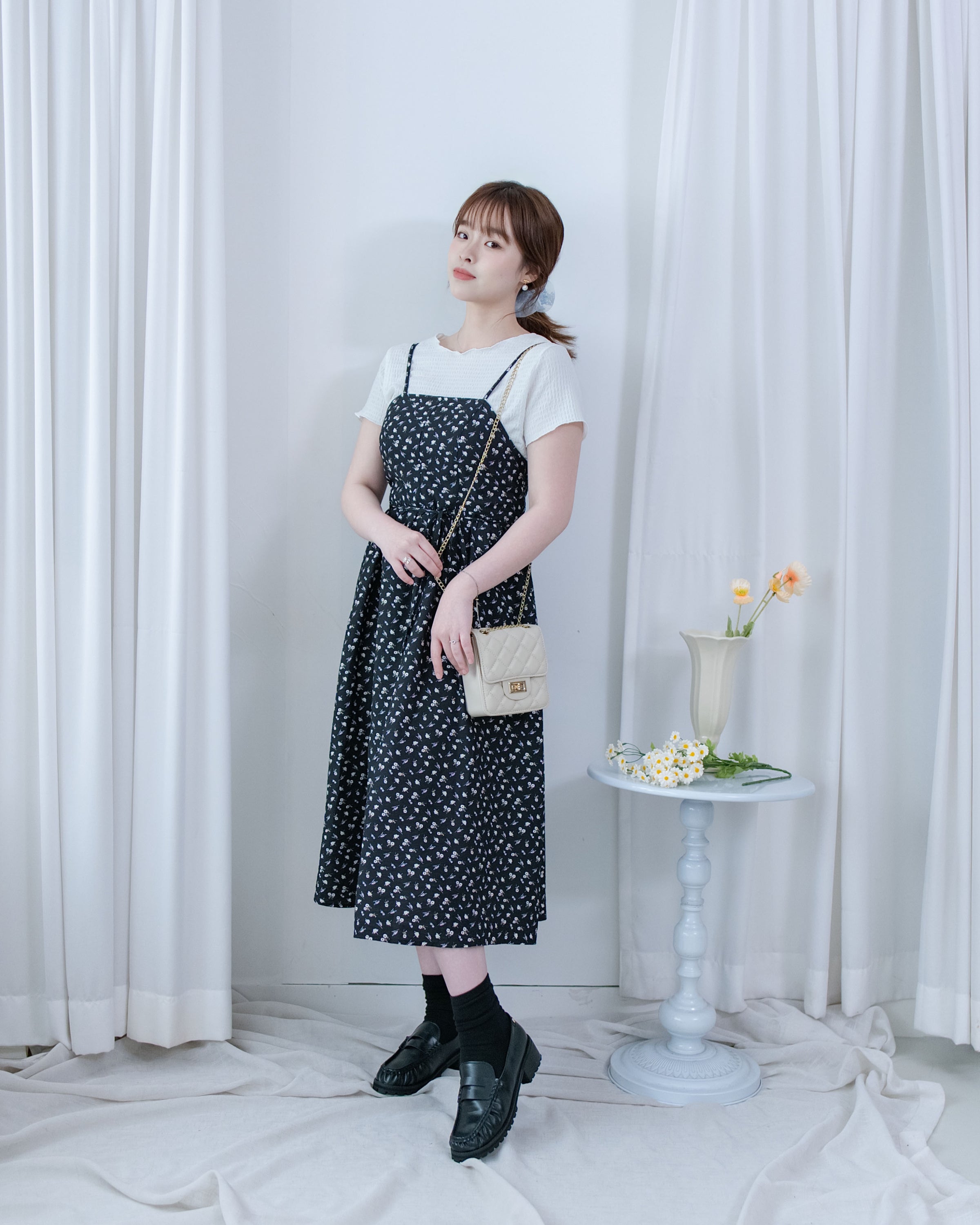 [intent label/intent製]  Waterfloral  Dress 輕盈防皺後彈性橡筋水彩印花連身裙(肩帶可調) / DSA8001