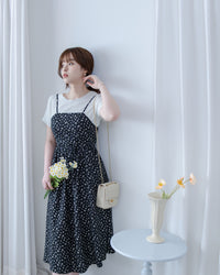 [intent label/intent製]  Waterfloral  Dress 輕盈防皺後彈性橡筋水彩印花連身裙(肩帶可調) / DSA8001
