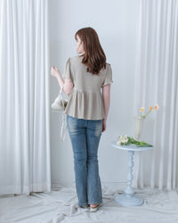 [intent label/intent製] Sophie Cotton Blouse 彈性防皺內橡筋顯瘦圓領上衣/ TPA8001