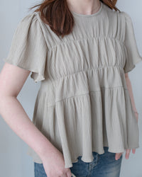 [intent label/intent製] Sophie Cotton Blouse 彈性防皺內橡筋顯瘦圓領上衣/ TPA8001