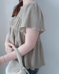 [intent label/intent製] Sophie Cotton Blouse 彈性防皺內橡筋顯瘦圓領上衣/ TPA8001