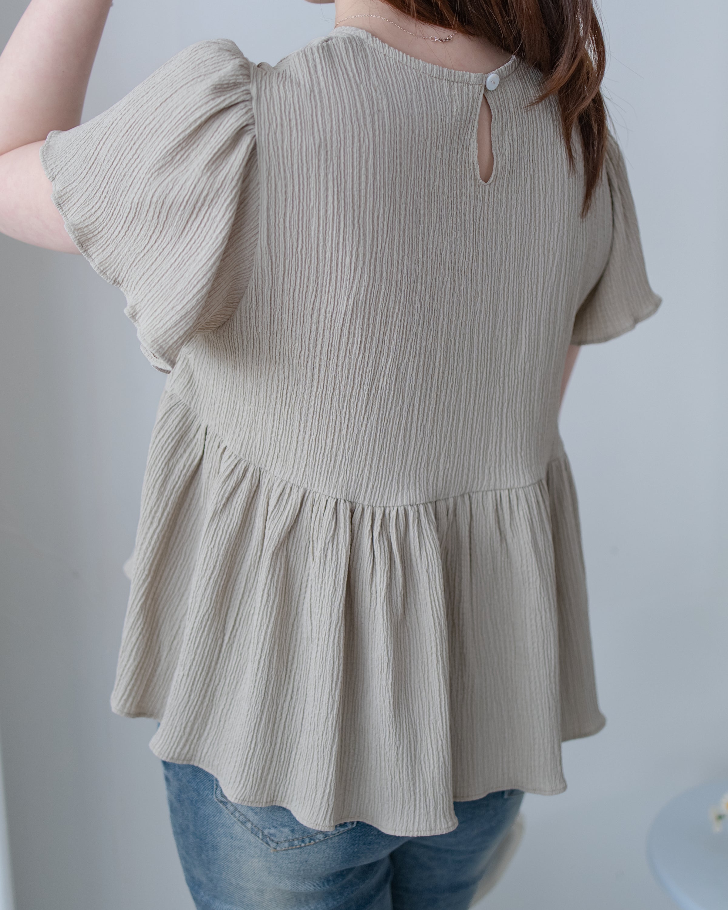 [intent label/intent製] Sophie Cotton Blouse 彈性防皺內橡筋顯瘦圓領上衣/ TPA8001