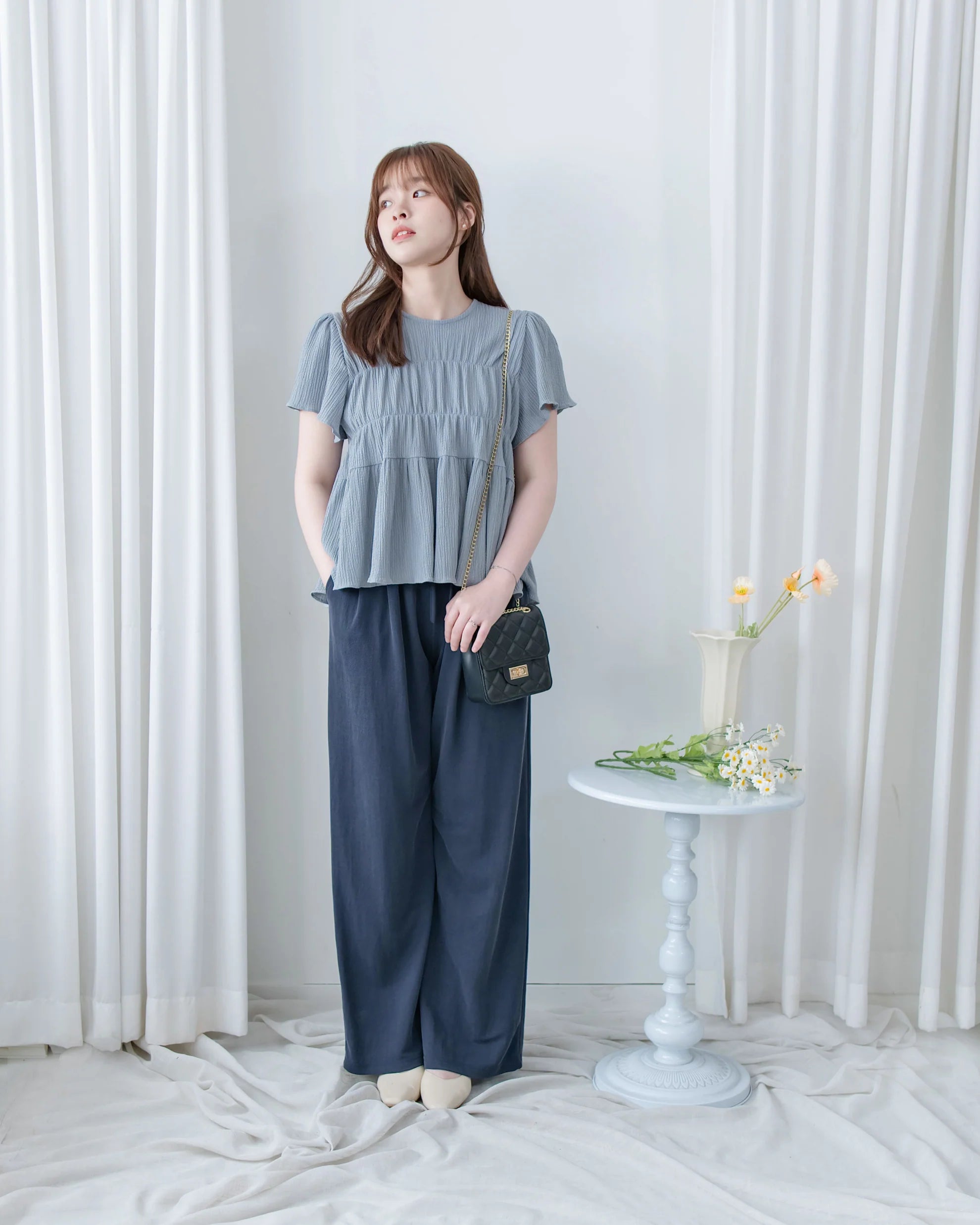 Jersey Wide Leg Pants 彈性腰圍抗皺棉感闊褲/ PT8460