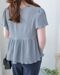 [intent label/intent製] Sophie Cotton Blouse 彈性防皺內橡筋顯瘦圓領上衣/ TPA8001