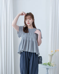 [intent label/intent製] Sophie Cotton Blouse 彈性防皺內橡筋顯瘦圓領上衣/ TPA8001
