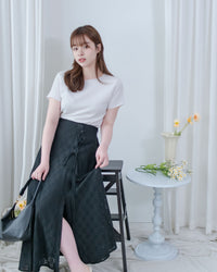 Embroidery Skirt 交叉打結棉質通花傘形半裙/ SK8941