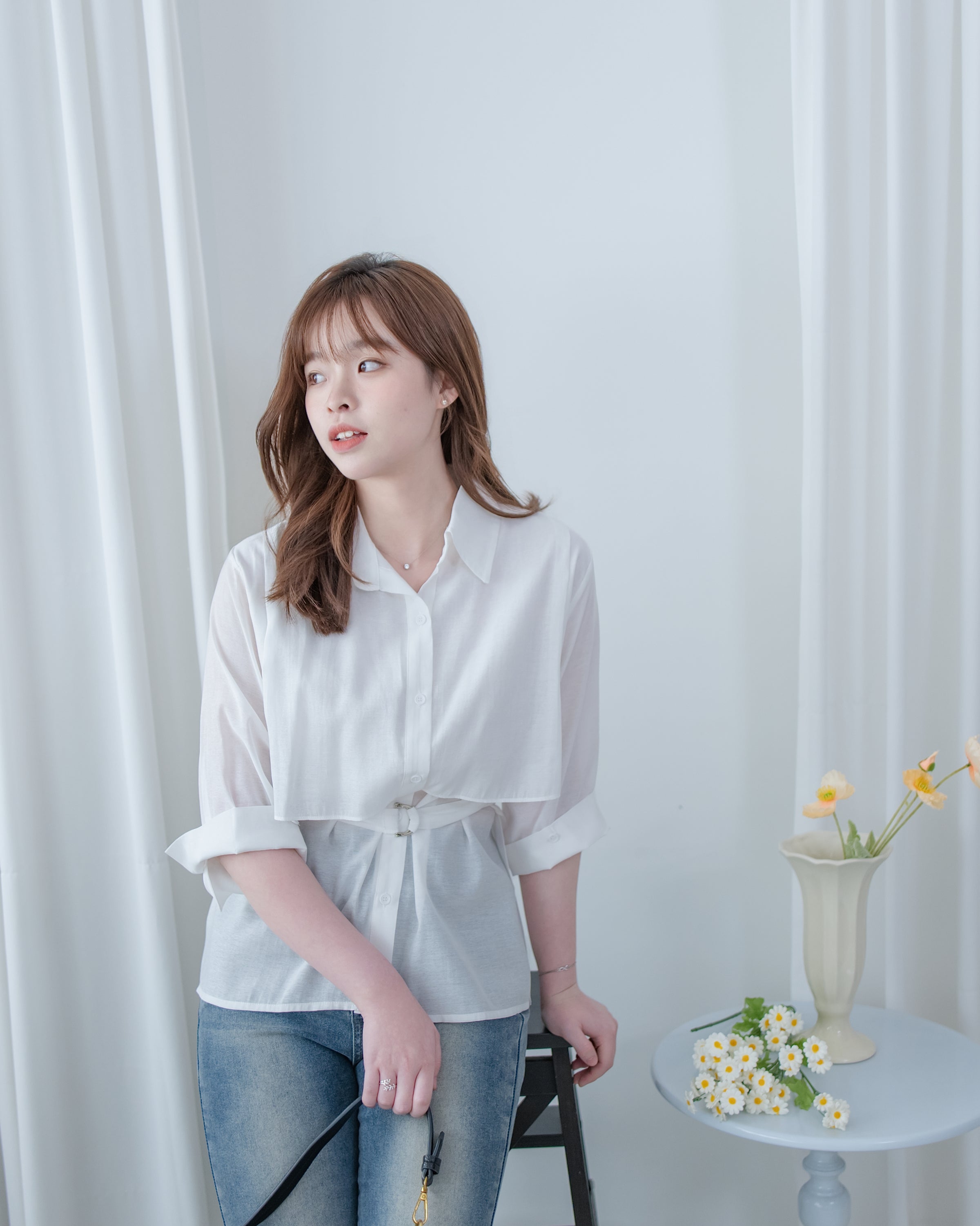 Trench Blouse 風衣感雙層修腰襯衫外套/ BU9141