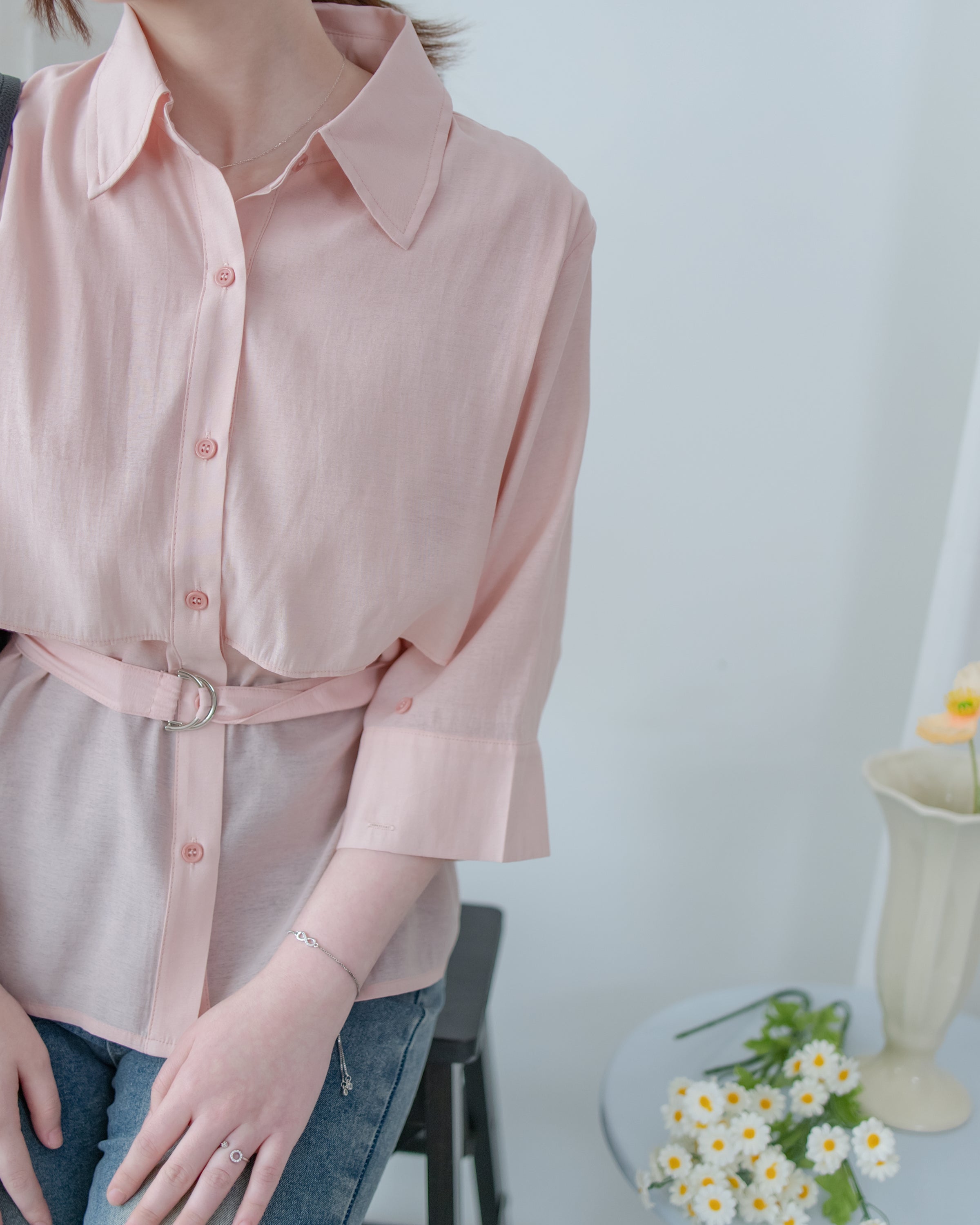 Trench Blouse 風衣感雙層修腰襯衫外套/ BU9141
