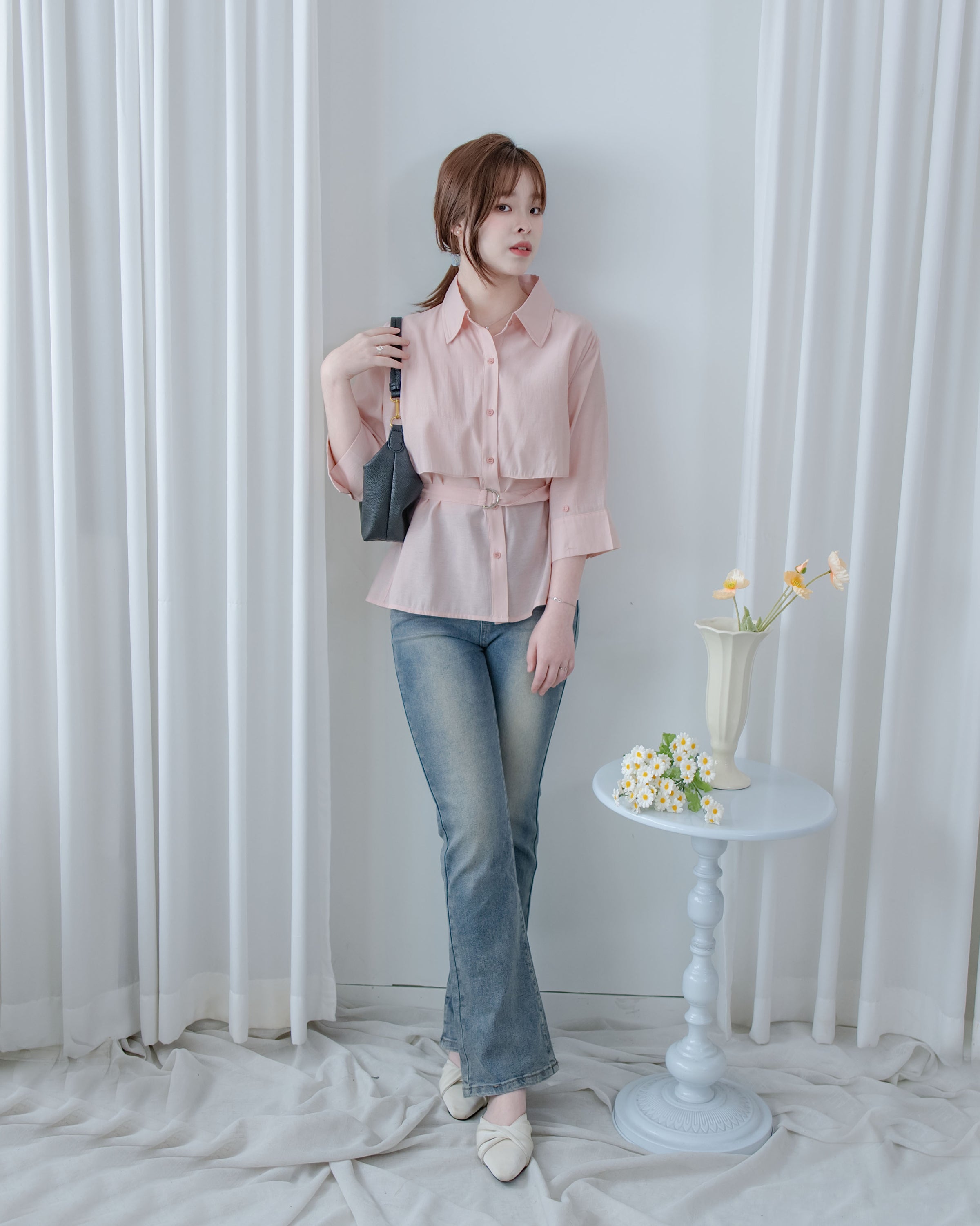 Trench Blouse 風衣感雙層修腰襯衫外套/ BU9141