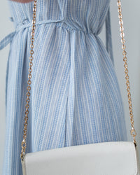 Ethnic Striped Dress 民族細邊方領後蝴蝶連身裙/ DS1128