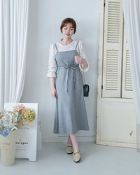 Light Tweed Vest Dress 防皺十字花紋修腰吊帶裙/ DS1118
