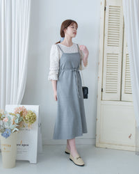 Light Tweed Vest Dress 防皺十字花紋修腰吊帶裙/ DS1118