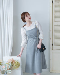 Light Tweed Vest Dress 防皺十字花紋修腰吊帶裙/ DS1118