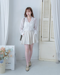 Cloud Beige Set 雲朵細褶彈性裙褲套裝/ SE9224 (pre-order 5月28截單)