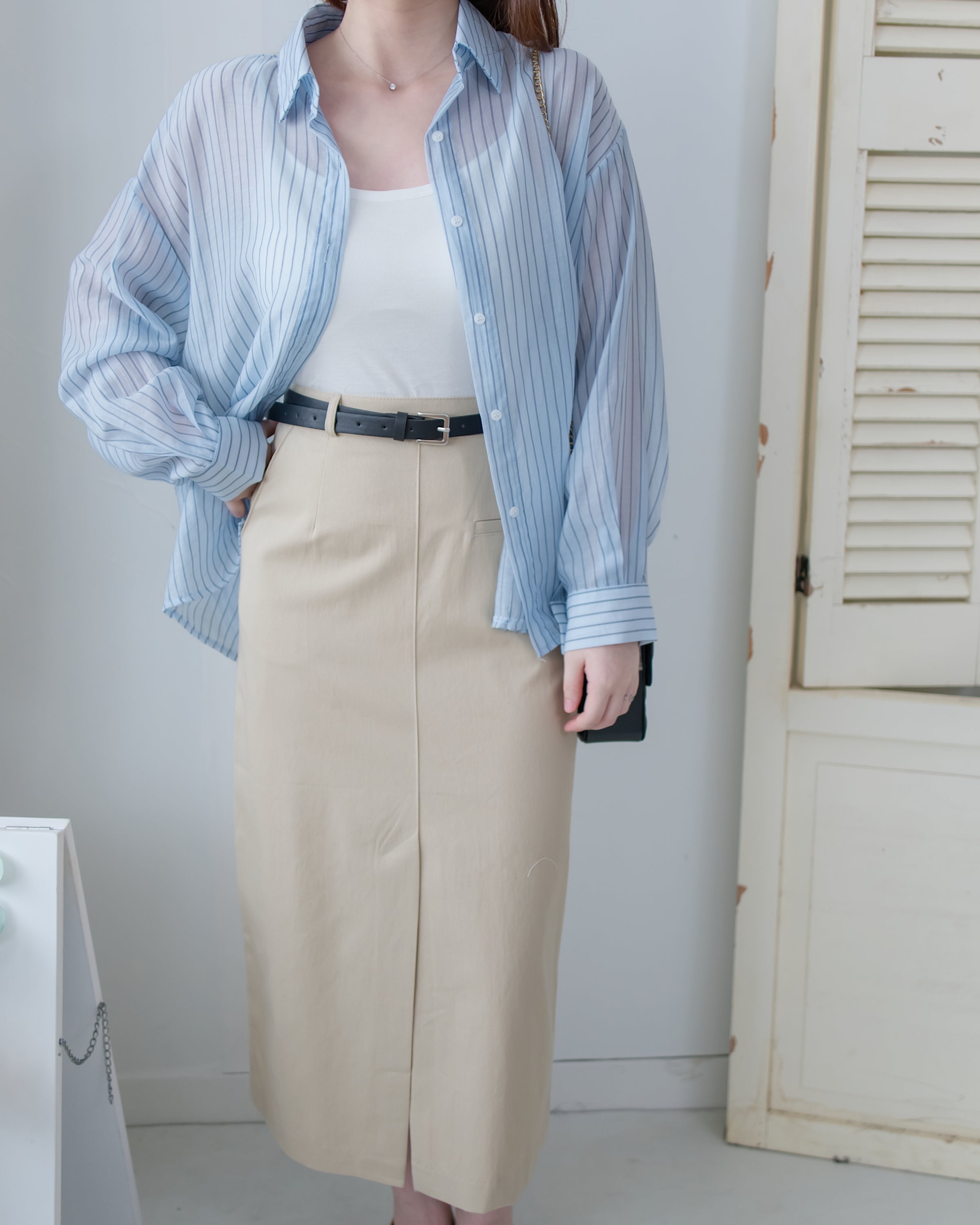 Urban Belt Skirt 俐落修身H型腰帶裝飾半裙/ SK8942