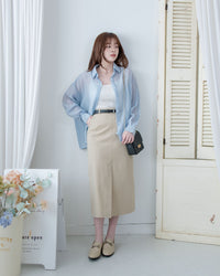 Urban Belt Skirt 俐落修身H型腰帶裝飾半裙/ SK8942