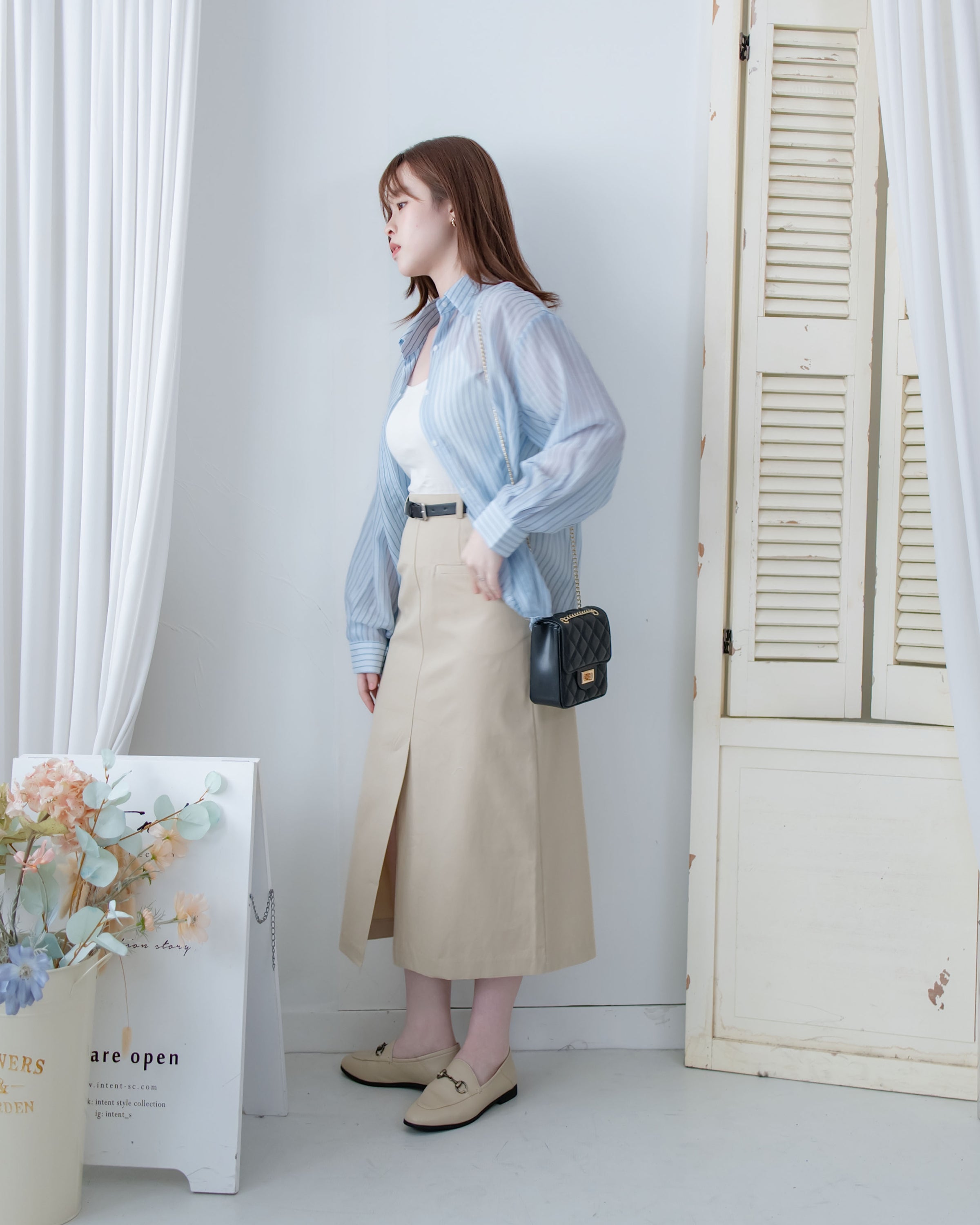 Urban Belt Skirt 俐落修身H型腰帶裝飾半裙/ SK8942