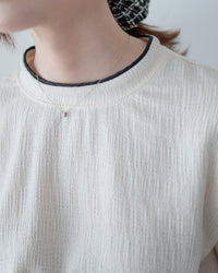 Classic Mono Blouse 經典黑白微立領弧形衣尾修身上衣/ TP9222 （pre-order 5月28截單)