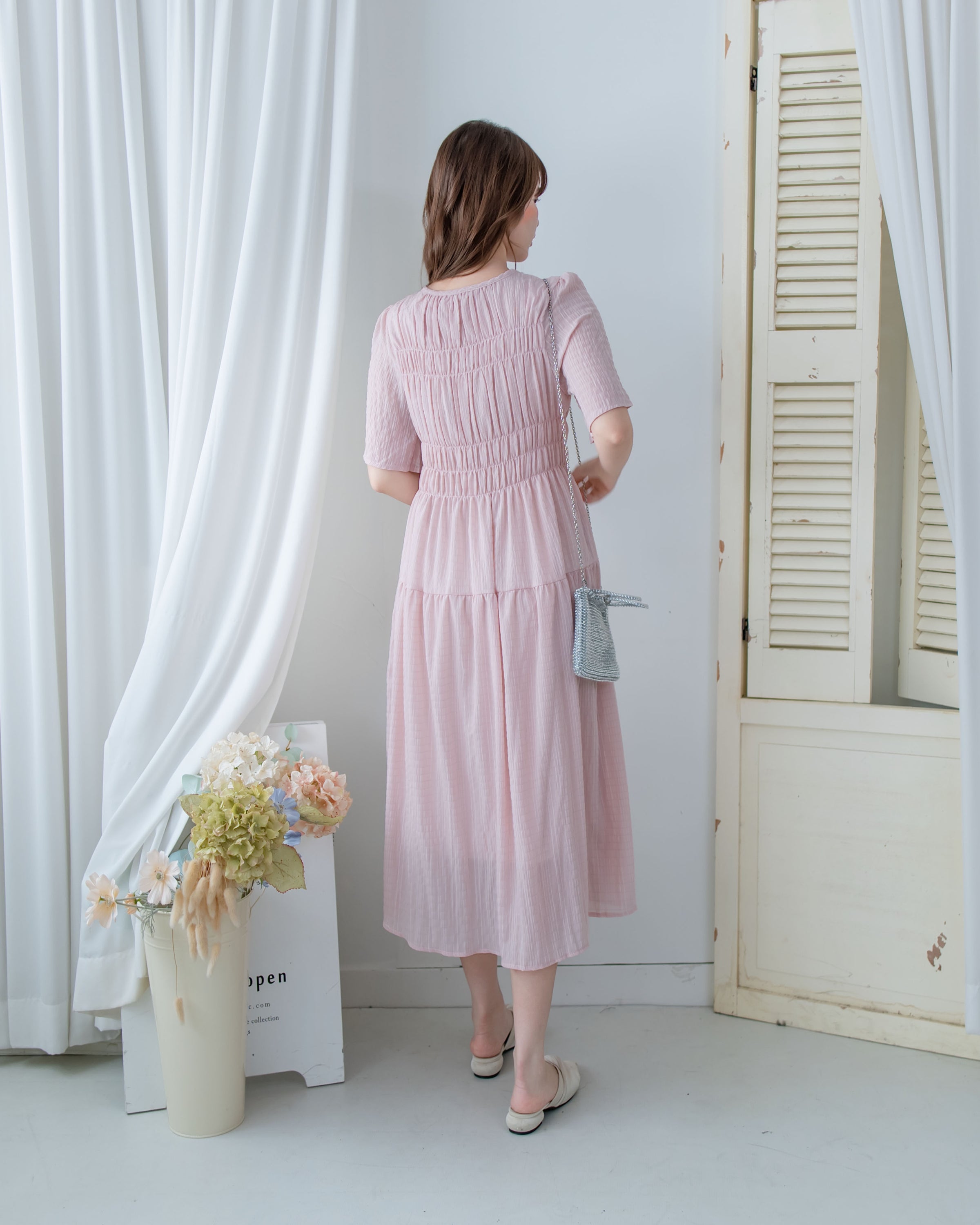 Secret Check Dress 暗格紋雪紡顯瘦修身連衣裙 / DS1127 (Pre-order 5月28截單)