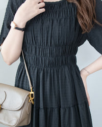 Secret Check Dress 暗格紋雪紡顯瘦修身連衣裙 / DS1127 (Pre-order 5月28截單)