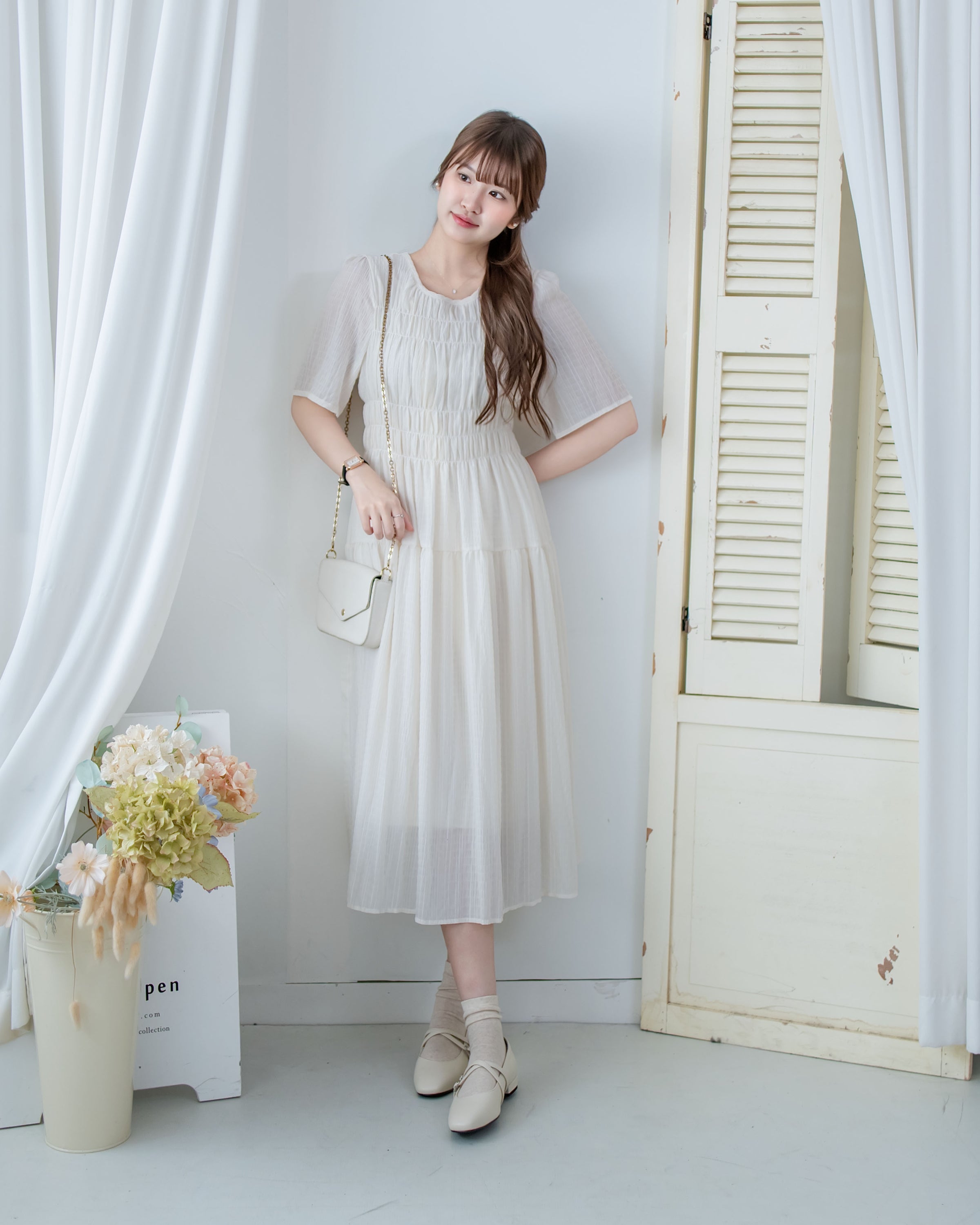 Secret Check Dress 暗格紋雪紡顯瘦修身連衣裙 / DS1127 (Pre-order 5月28截單)