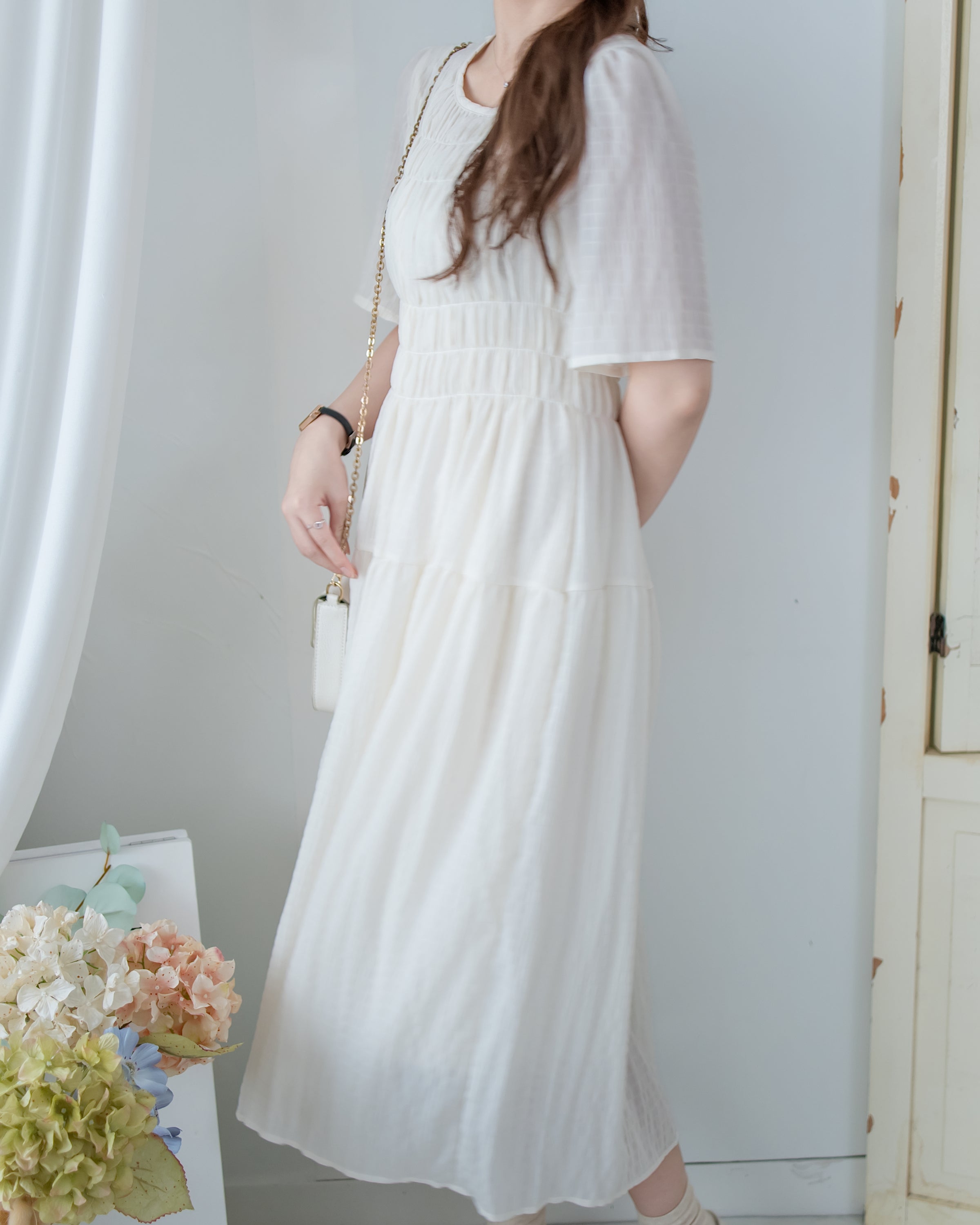 Secret Check Dress 暗格紋雪紡顯瘦修身連衣裙 / DS1127 (Pre-order 5月28截單)
