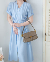 [intent label/intent製 ] Stardust Stripe Dress 星塵織線條紋顯瘦弧腰線連身裙/ DSA8003 (Honeydew sold out)