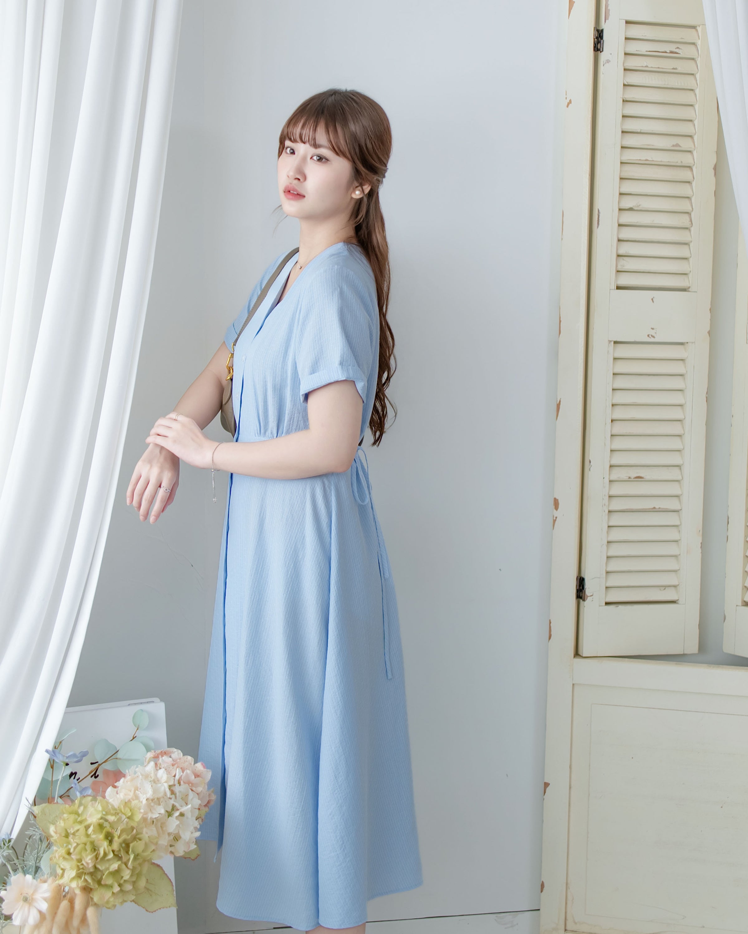 [intent label/intent製 ] Stardust Stripe Dress 星塵織線條紋顯瘦弧腰線連身裙/ DSA8003 (Honeydew sold out)