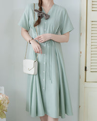 [intent label/intent製 ] Stardust Stripe Dress 星塵織線條紋顯瘦弧腰線連身裙/ DSA8003 (Honeydew sold out)