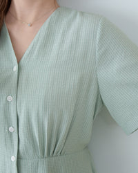 [intent label/intent製 ] Stardust Stripe Dress 星塵織線條紋顯瘦弧腰線連身裙/ DSA8003 (Honeydew sold out)