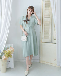 [intent label/intent製 ] Stardust Stripe Dress 星塵織線條紋顯瘦弧腰線連身裙/ DSA8003 (Honeydew sold out)