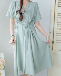 [intent label/intent製 ] Stardust Stripe Dress 星塵織線條紋顯瘦弧腰線連身裙/ DSA8003 (Honeydew sold out)