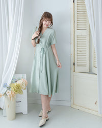 [intent label/intent製 ] Stardust Stripe Dress 星塵織線條紋顯瘦弧腰線連身裙/ DSA8003 (Honeydew sold out)