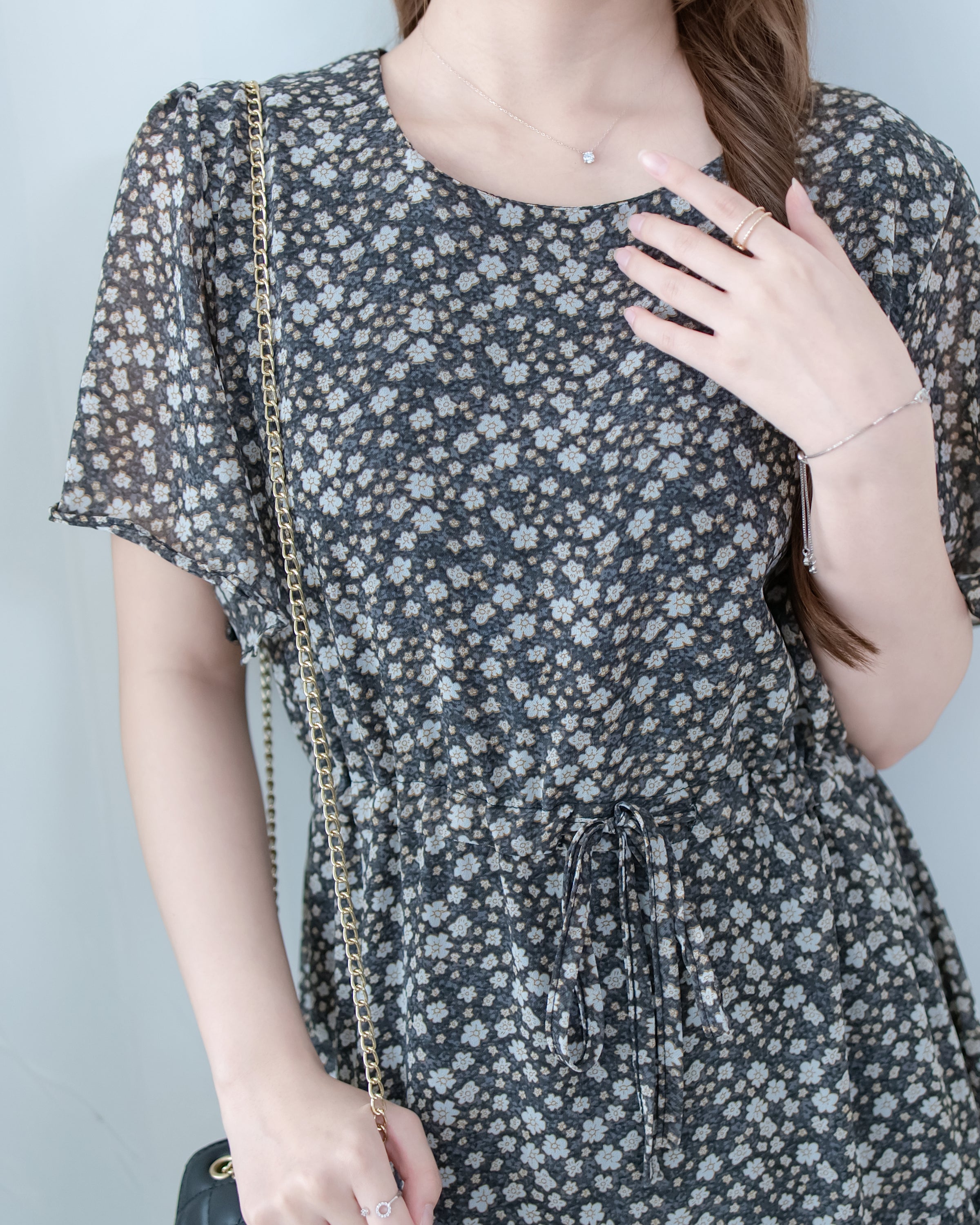 Daisy Dress 琉璃光感精緻印花修腰連衣裙/ DS1122 (Pre-order 5月28截單)