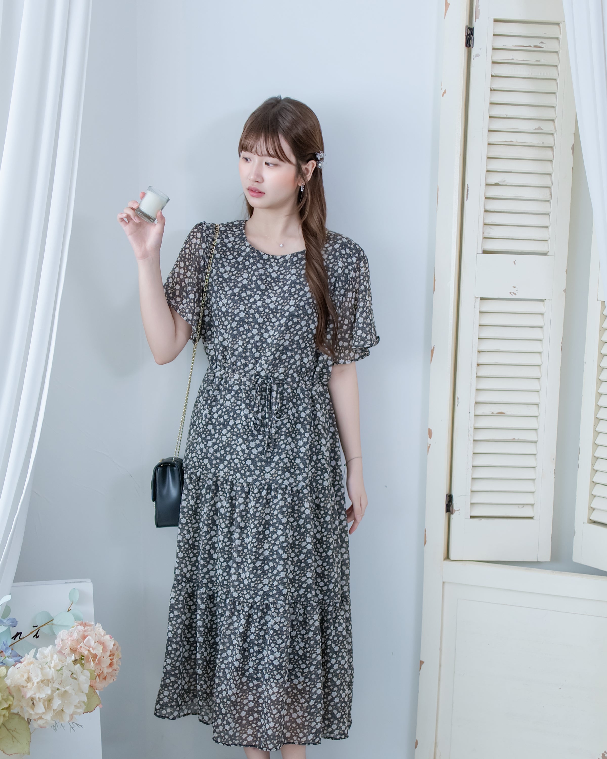 Daisy Dress 琉璃光感精緻印花修腰連衣裙/ DS1122 (Pre-order 5月28截單)