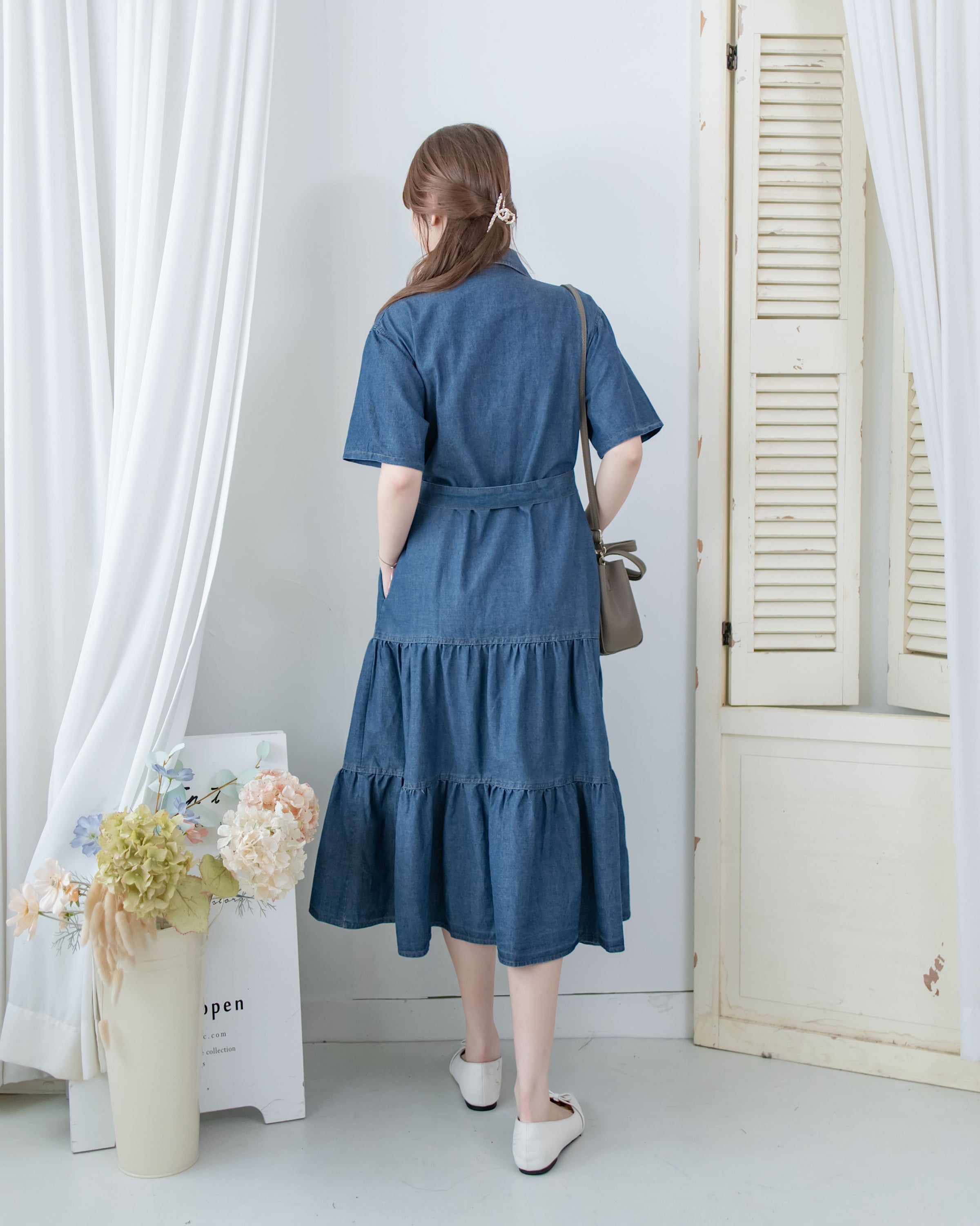 Denim Dress 牛仔層次修腰傘形連衣裙/ DS1119（pre-order 5月28截單)