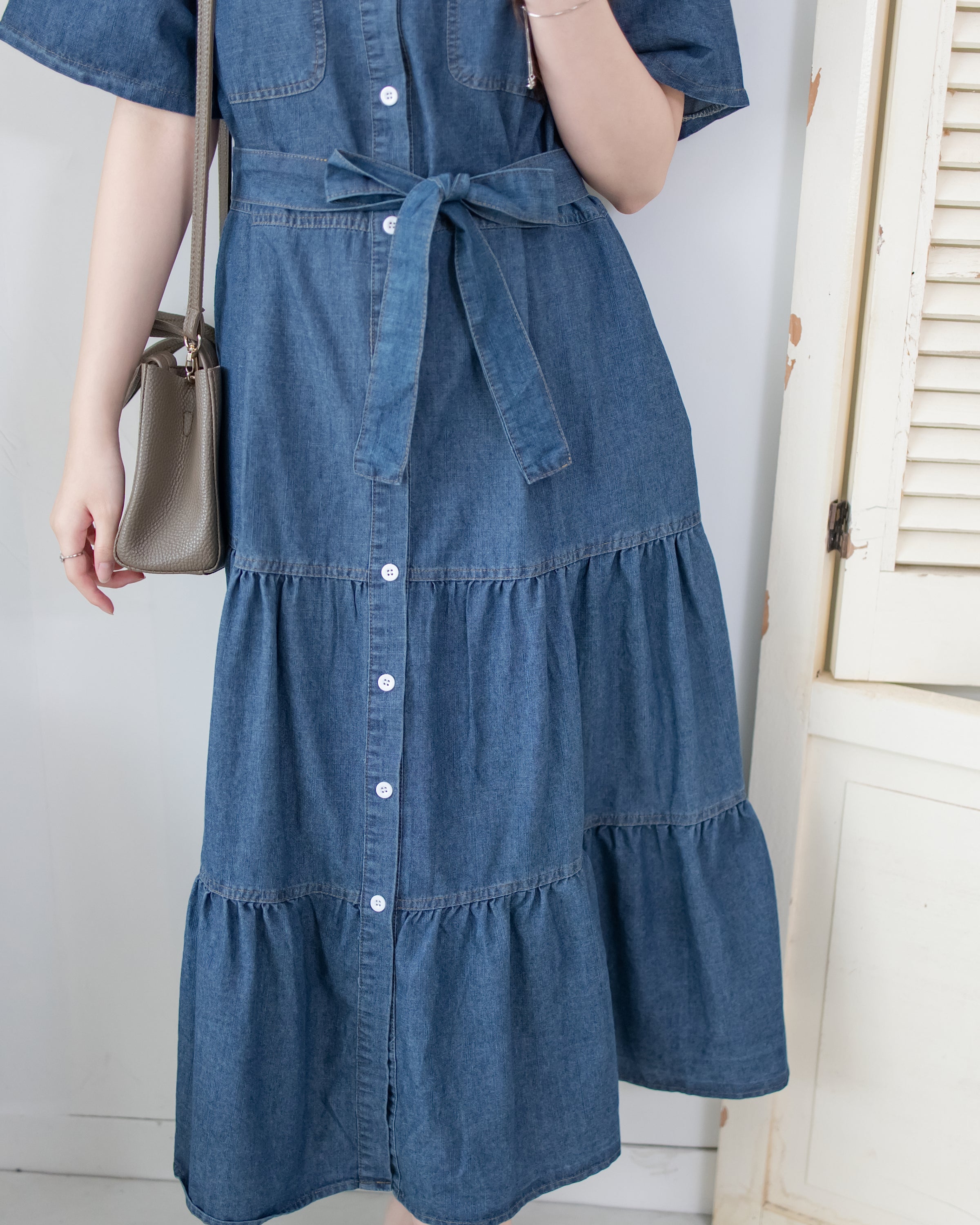 Denim Dress 牛仔層次修腰傘形連衣裙/ DS1119（pre-order 5月28截單)