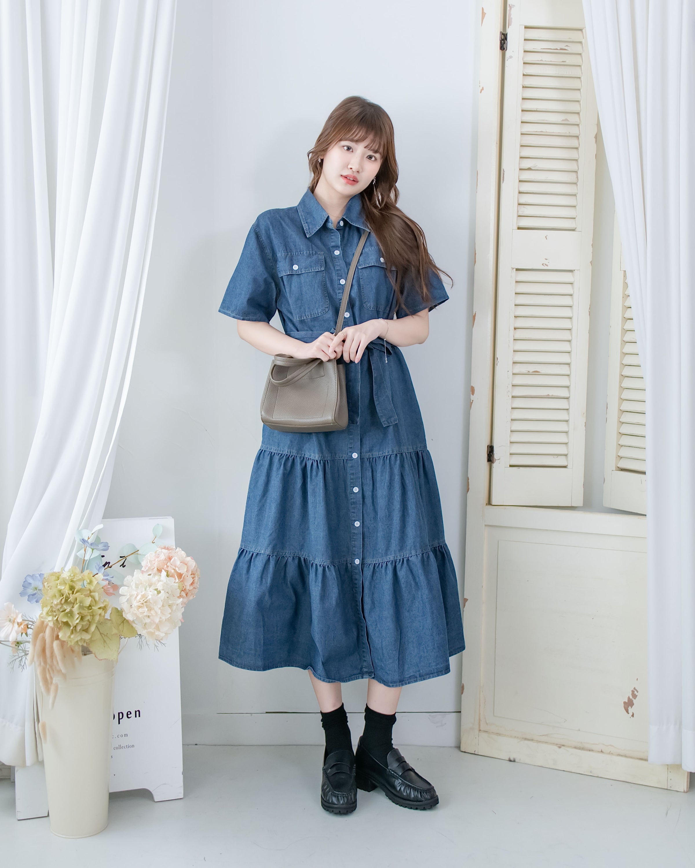 Denim Dress 牛仔層次修腰傘形連衣裙/ DS1119（pre-order 5月28截單)