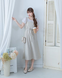 Light Tweed Vest Dress 防皺十字花紋修腰吊帶裙/ DS1118