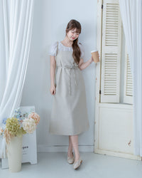 Light Tweed Vest Dress 防皺十字花紋修腰吊帶裙/ DS1118