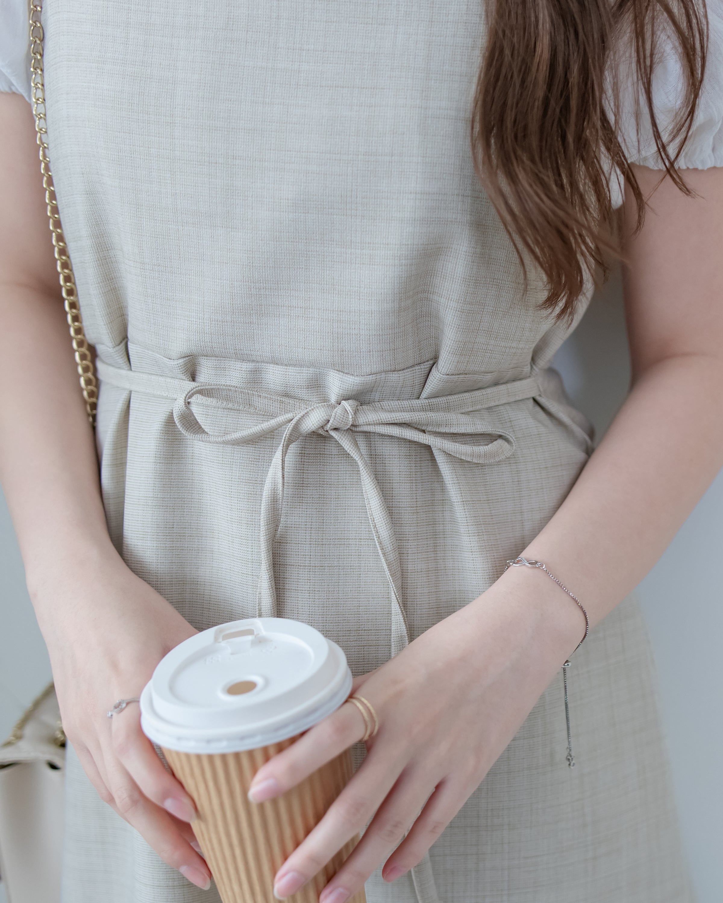Light Tweed Vest Dress 防皺十字花紋修腰吊帶裙/ DS1118