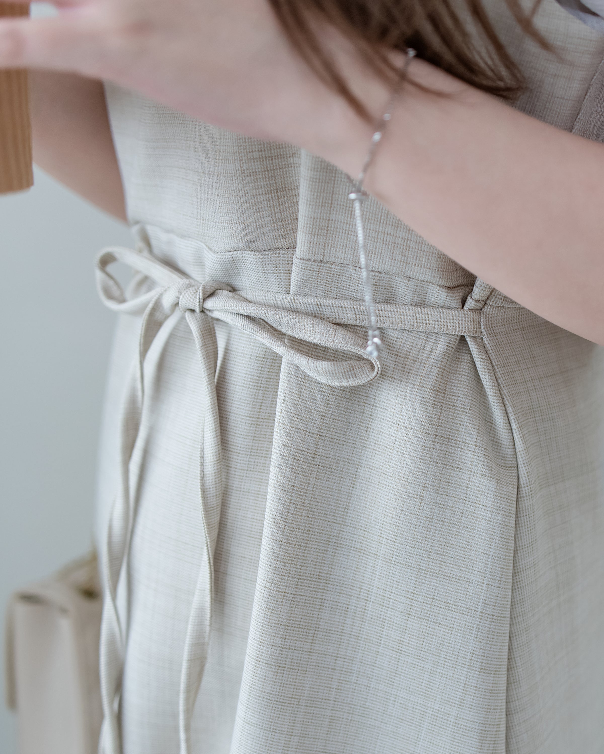 Light Tweed Vest Dress 防皺十字花紋修腰吊帶裙/ DS1118