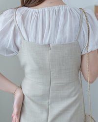 Light Tweed Vest Dress 防皺十字花紋修腰吊帶裙/ DS1118