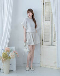 Cloud Beige Set 雲朵細褶彈性裙褲套裝/ SE9224 (pre-order 5月28截單)
