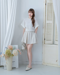 Cloud Beige Set 雲朵細褶彈性裙褲套裝/ SE9224 (pre-order 5月28截單)
